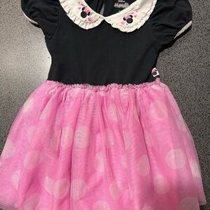 Disney Minnie Mouse Black Top Pink Polka-Dot Tulle Dress